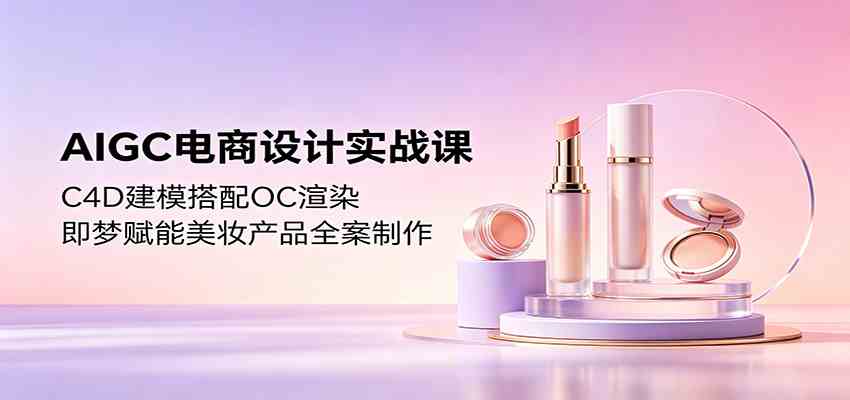 AIGC电商设计实战课：C4D建模搭配OC渲染，即梦赋能美妆产品全案制作