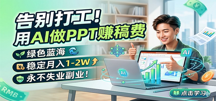 告别打工!用AI做PPT赚稿费,绿色蓝海,稳定月入1-2W,永不失业副业!-研习库