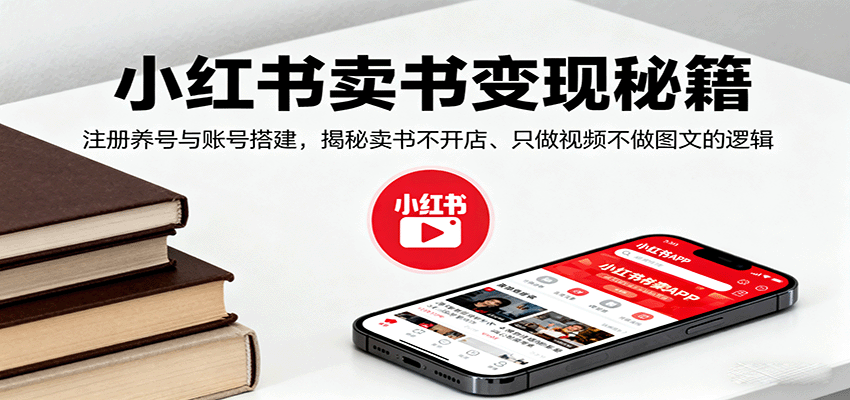 小红书卖书变现秘籍,注册养号与账号搭建,揭秘卖书不开店、只做视频不做图文的逻辑-研习库