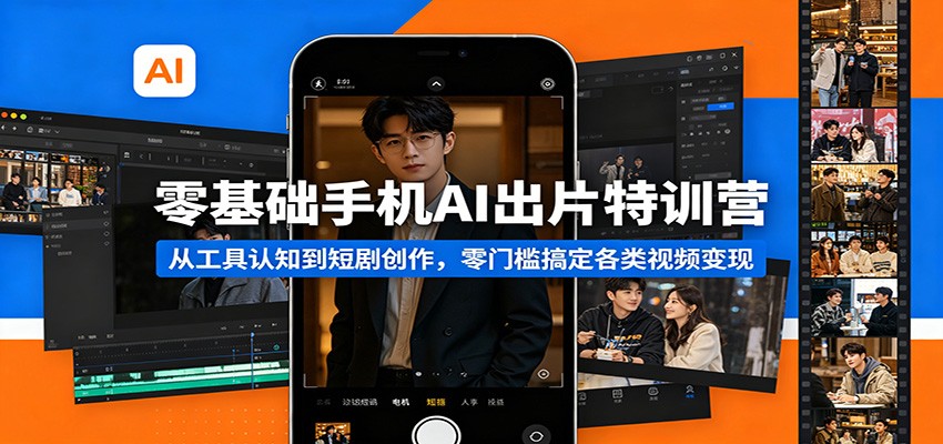 零基础手机AI出片特训营：从工具认知到短剧创作，零门槛搞定各类视频变现-研习库