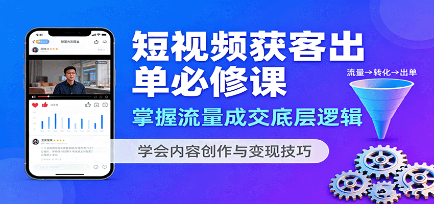 短视频获客出单必修课:掌握流量成交底层逻辑,学会内容创作与变现技巧-研习库