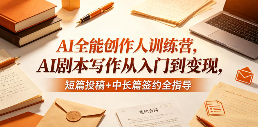 AI全能创作人训练营,AI剧本写作从入门到变现,短篇投稿+中长篇签约全指导-研习库