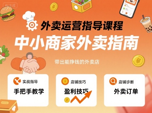 外卖运营指导课程，中小商家外卖指南，手把手带出能挣钱的外卖店-研习库
