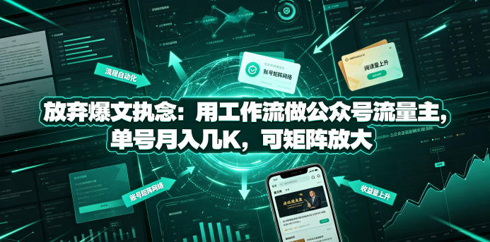 放弃爆文执念：用工作流做公众号流量主，单号月入几K，可矩阵放大-研习库