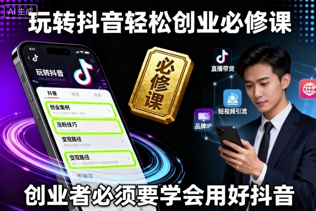 玩转抖音轻松创业必修课，创业者必须要学会用好抖音-研习库