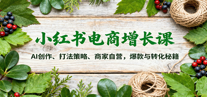 小红书电商增长课：AI创作、打法策略、商家自营，爆款与转化秘籍-研习库
