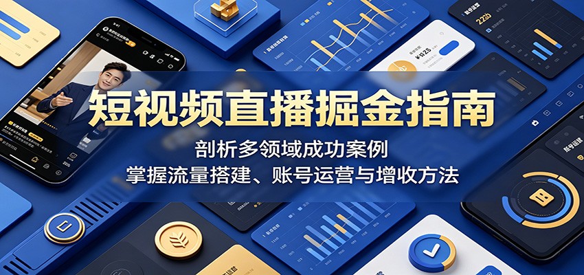 短视频直播掘金指南：剖析多领域成功案例，掌握流量搭建、账号运营与增收方法-研习库