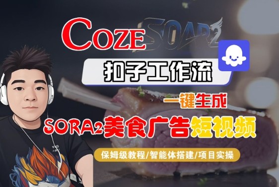 Coze扣子智能体工作流一键生成“SORA2美食广告“短视频,全流程保姆级教学-研习库