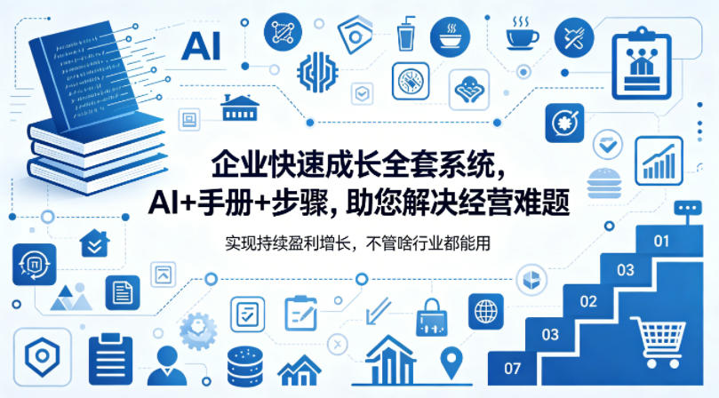 企业快速成长全套系统,AI+手册+步骤,助您解决经营难题,实现持续盈利增长,不管啥行业都能用-研习库