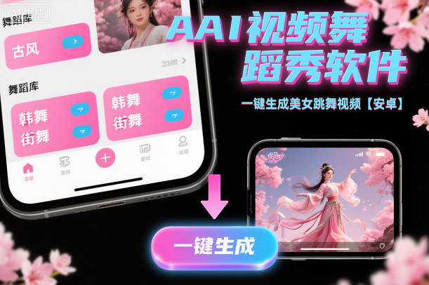 AI视频舞蹈秀软件,一键生成美女跳舞视频【安卓】-研习库