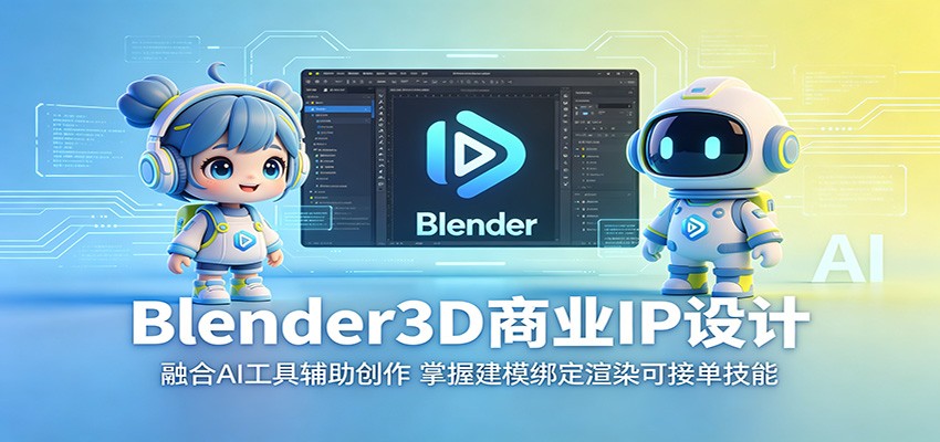 Blender3D商业IP设计：融合AI工具辅助创作，掌握建模绑定渲染可接单技能-研习库