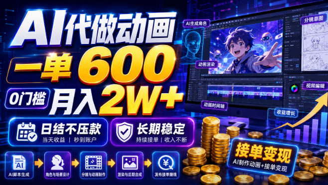 AI代做动画,一单600,0门槛月入2W+,日结不压款,长期稳定【揭秘】-研习库