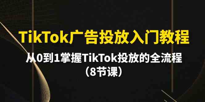 (10085期)TikTok广告投放入门教程,从0到1掌握TikTok投放的全流程(8节课)-研习库
