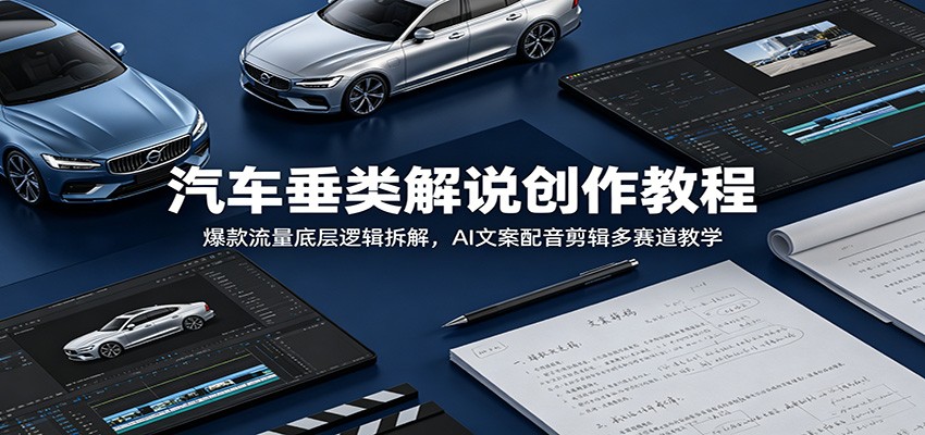 汽车垂类解说创作教程:爆款流量底层逻辑拆解,AI文案配音剪辑多赛道教学-研习库