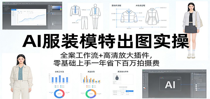 AI服装模特出图实操：全案工作流+ 高清放大插件，零基础上手一年省下百万拍摄费-研习库