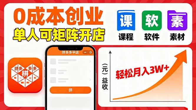 图片[1]-（16047期）拼多多虚拟电商，0成本，单人可矩阵开店，轻松月入3W+-研习库