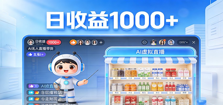 不用露脸不用说话，24小时自动卖货赚钱，全天自动直播，收益看得见-研习库