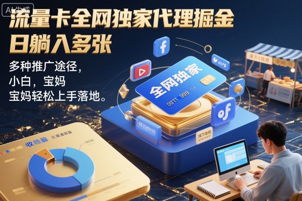 流量卡全网独家代理掘金,日躺入多张,多种推广途径,小白,宝妈轻松上手落地-研习库