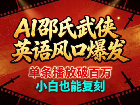 AI邵氏武侠英语风口爆发，单条播放破百万，小白也能复刻-研习库