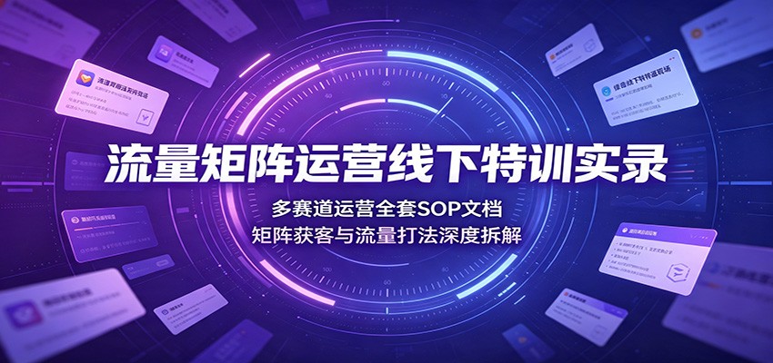 流量矩阵运营线下特训实录:多赛道运营全套SOP文档,矩阵获客与流量打法深度拆解-研习库