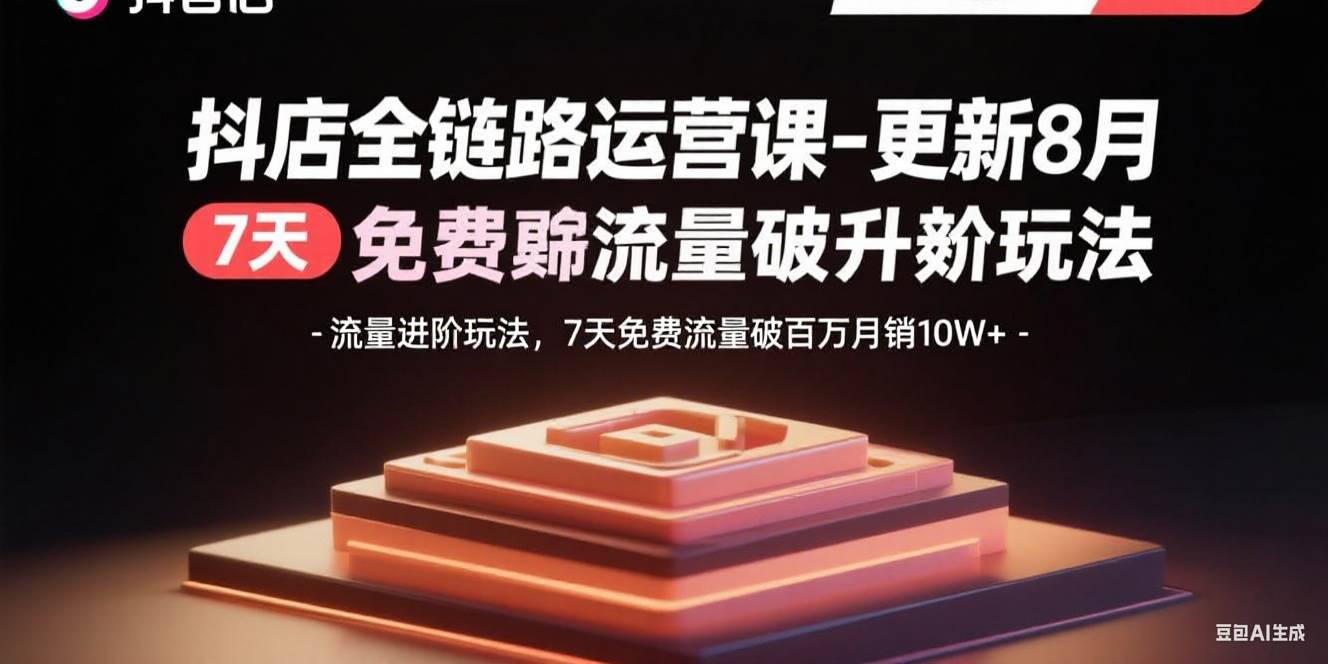 图片[1]-（15918期）抖店全链路运营课-更新8月：流量进阶玩法，7天免费流量破百万月销10W+-研习库