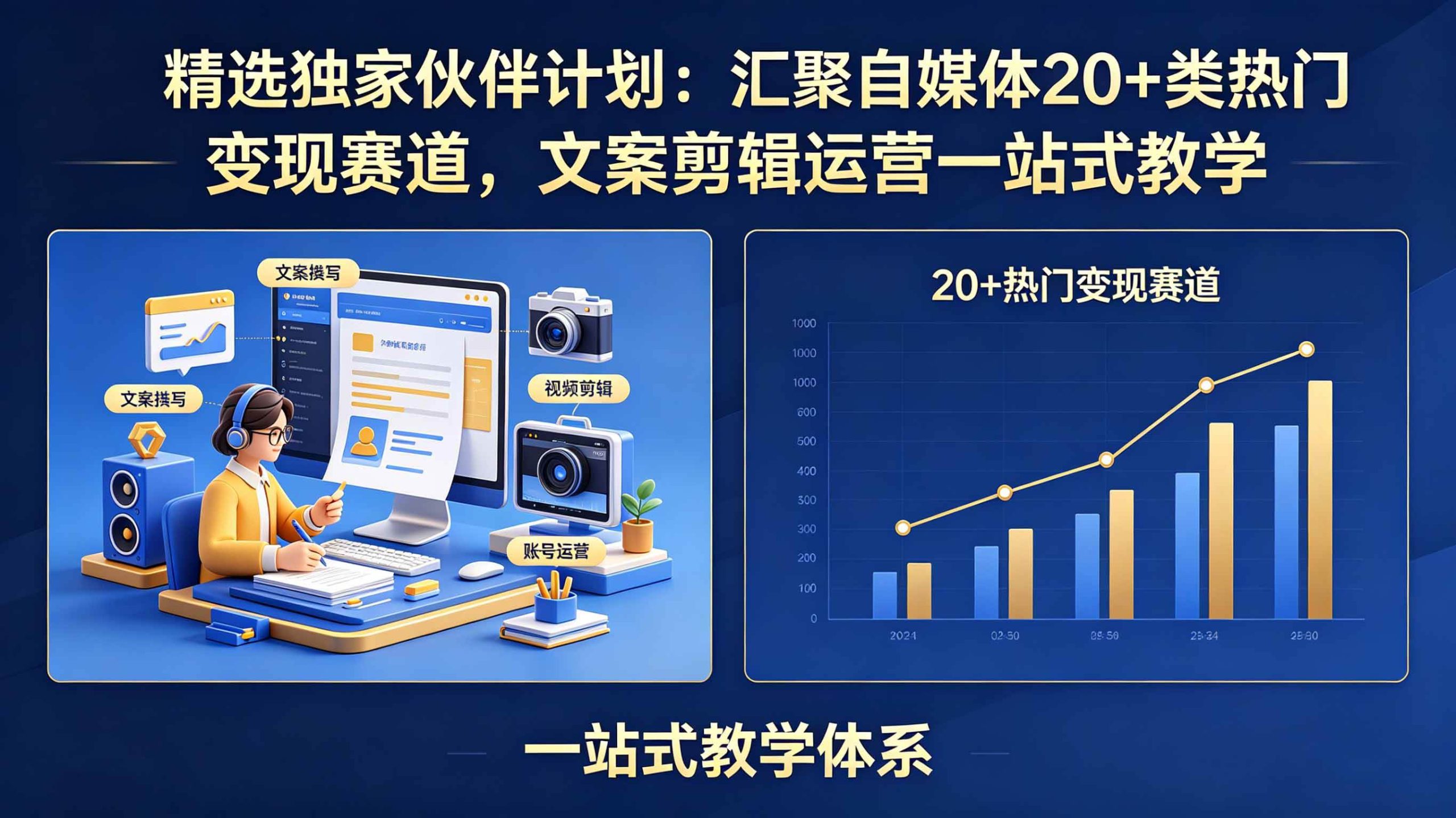 (18478期)精选独家伙伴计划:汇聚自媒体20+类热门变现赛道,文案剪辑运营一站式教学-研习库