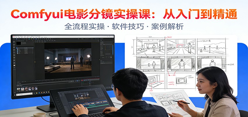 ComfyUI电影分镜实操课：分镜一致性，全流程AI视频制作，零基础也能做专业分镜-研习库