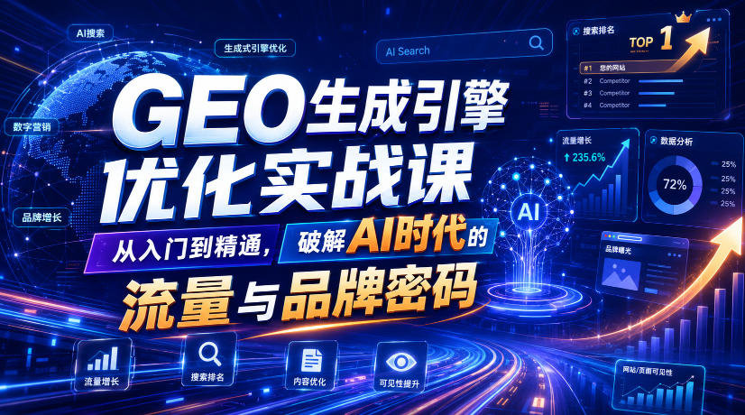 GEO生成引擎优化实战课,从入门到精通,破解AI时代的流量与品牌密码-研习库