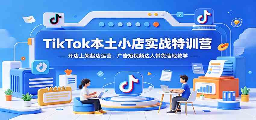 TikTok本土小店实战特训营：开店上架起店运营，广告短视频达人带货落地教学-研习库