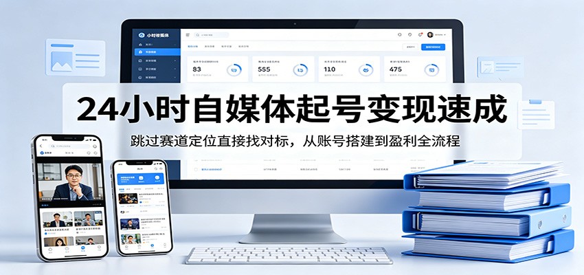 24小时自媒体起号变现速成，跳过赛道定位直接找对标，从账号搭建到盈利全流程-研习库