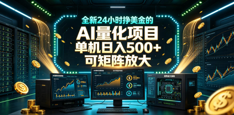 全新24小时挣美金的AI量化项目,单机日入500+,每天见收益,可矩阵放大【揭秘】-研习库
