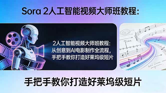 （17688期）Sora 2人工智能视频大师班教程：从创意到AI电影制作全流程，手把手教你打造好莱坞级短片-研习库