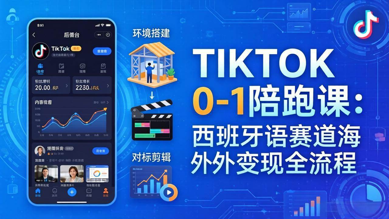 (17908期)TIKTOK 0-1 陪跑课:从环境搭建到刷对标剪辑,西班牙语赛道海外变现全流程-研习库