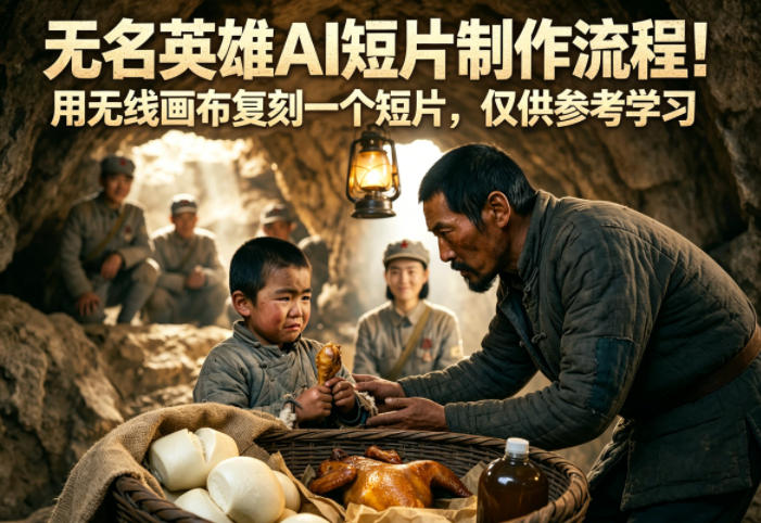 无名英雄AI短片制作流程!用无线画布复刻一个短片,仅供参考学习-研习库