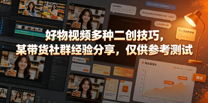 好物视频多种二创技巧，某带货社群经验分享，仅供参考测试-研习库