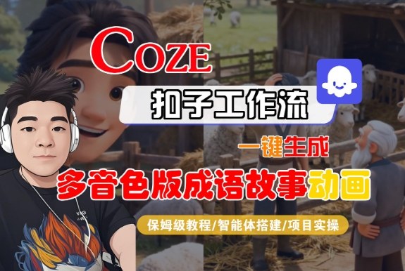 Coze扣子智能体工作流一键生成“多音色版成语故事“动画，全流程保姆级教学-研习库