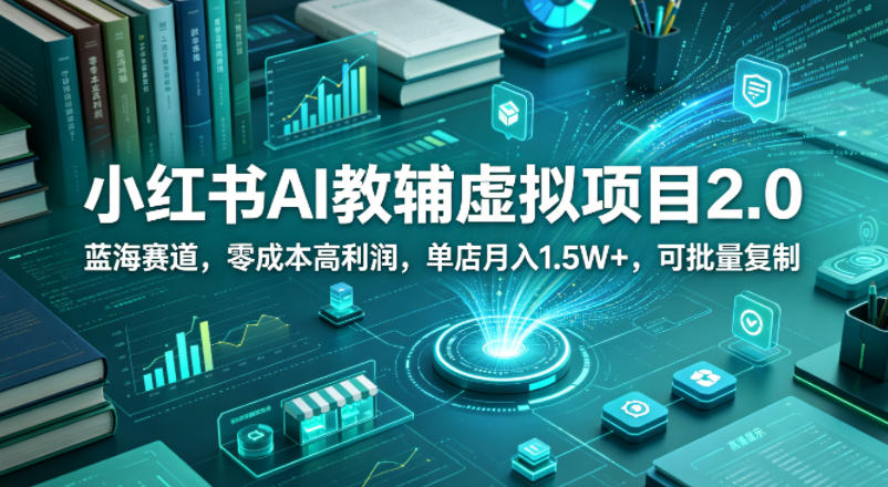 小红书AI教辅虚拟项目2.0，蓝海赛道，零成本高利润，单店月入1.5W+，可批量复制-研习库