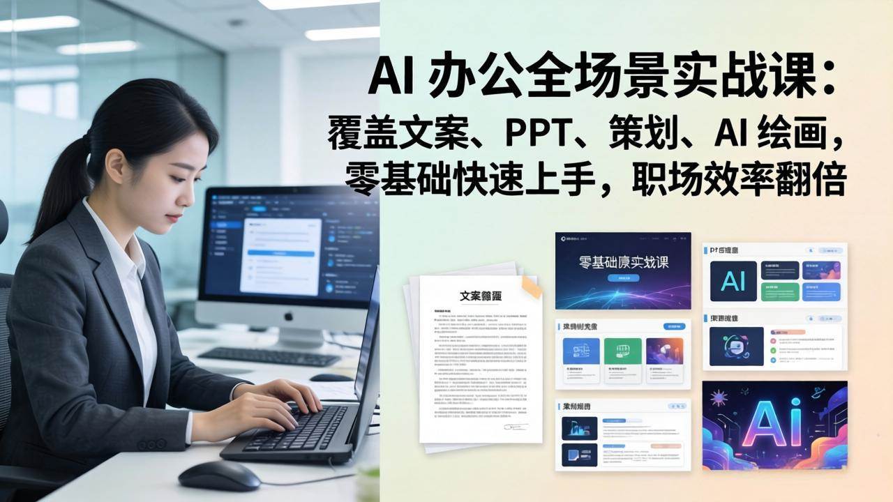 (17732期) AI 办公全场景实战课:覆盖文案、PPT、策划、AI 绘画,零基础快速上手,职场效率翻倍-研习库