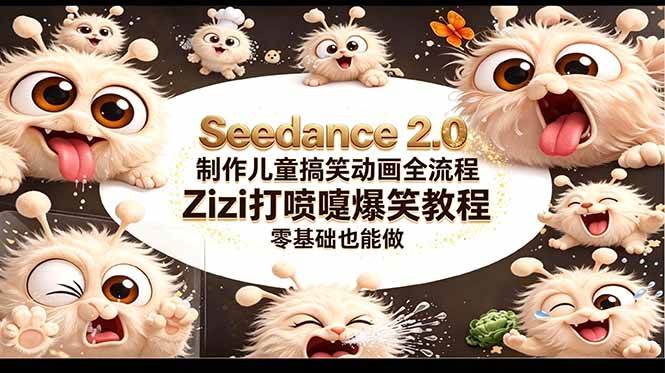 （18211期）Seedance 2.0 制作儿童搞笑动画全流程Zizi打喷嚏爆笑教程｜零基础也能做-研习库