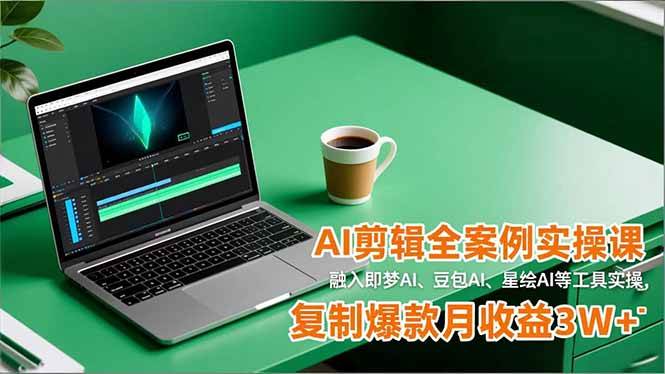（16770期）AI剪辑全案例实操课，融入即梦AI、豆包AI、星绘AI等工具实操，复制爆款月收益3W+-研习库