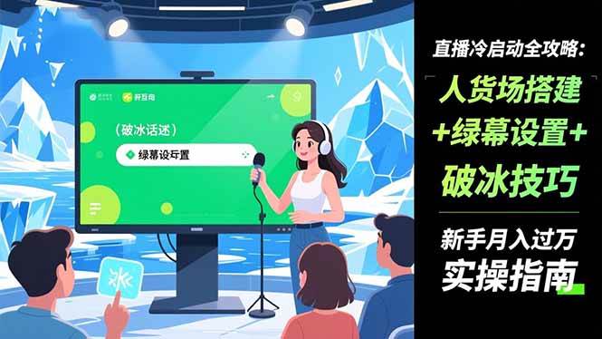 (16605期)直播冷启动全攻略:人货场搭建+绿幕设置+破冰技巧,新手月入过万实操指南-研习库