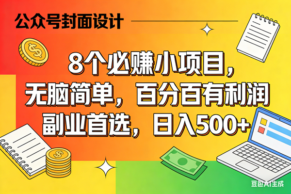 （17911期）8个必赚米的小项目，百分百有利润，无脑简单，副业首选，日入500+-研习库