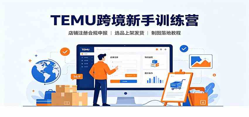 TEMU跨境新手训练营：店铺注册合规申报，选品上架发货制图落地教程-研习库