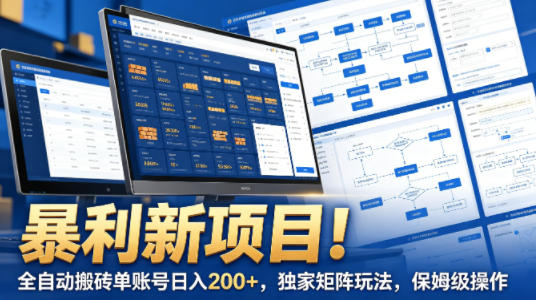 暴利新项目!全自动搬砖单账号日入200+,独家矩阵玩法,保姆级操作【揭秘】-研习库