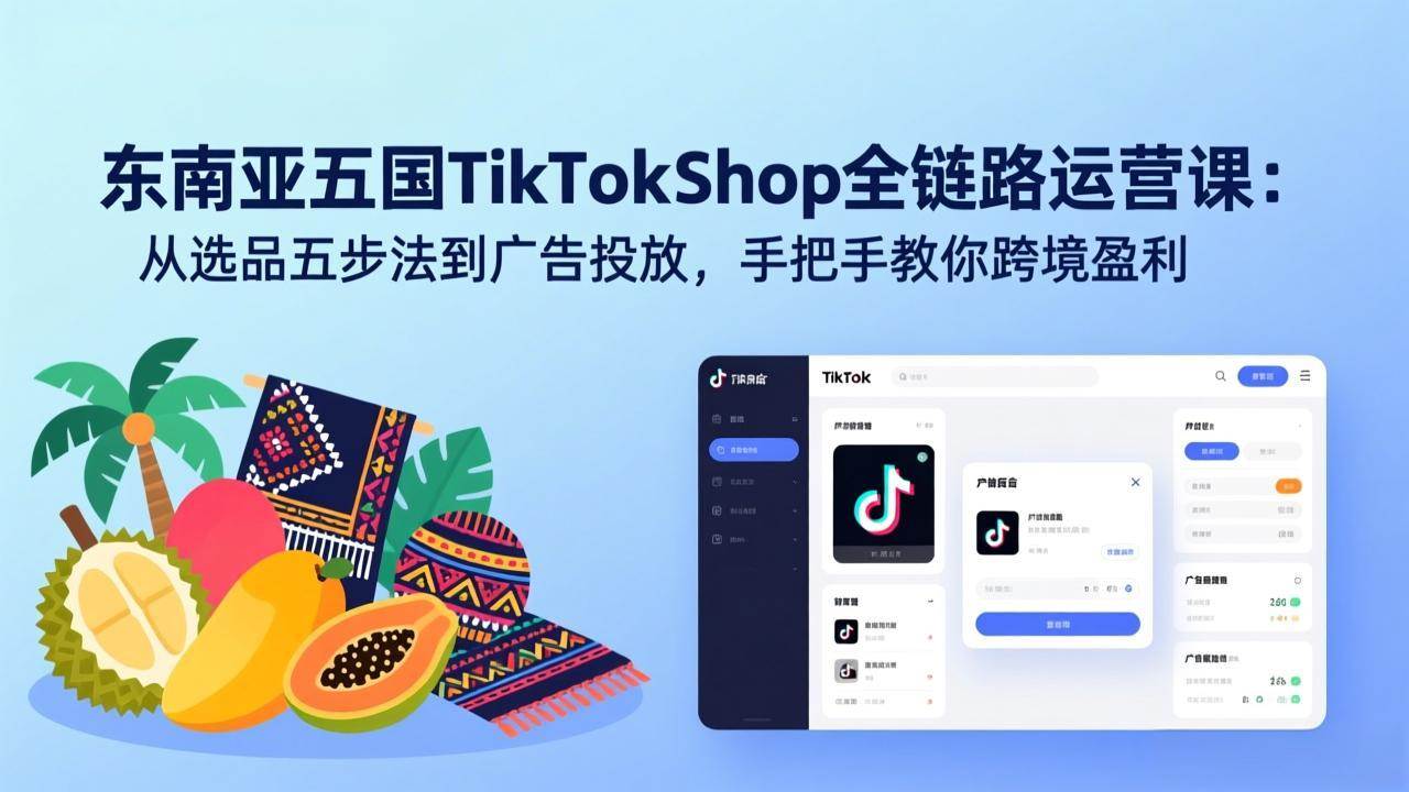 (17511期)东南亚五国TikTok Shop全链路运营课:从选品五步法到广告投放,手把手教你跨境盈利 (17511期)东南亚五国TikTok Shop全链路运营课:从选品五步法到广告投放,手把手教你跨境盈利