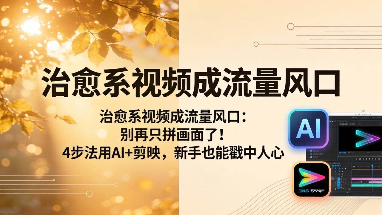 （18219期）治愈系视频成流量风口：别再只拼画面了！4步法用AI+剪映，新手也能戳中人心-研习库