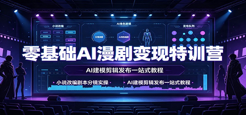 零基础AI漫剧变现特训营:小说改编剧本分镜实操,AI建模剪辑发布一站式教程-研习库