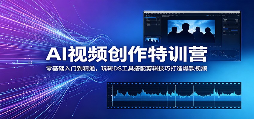 AI视频创作特训营:零基础入门到精通,玩转DS工具搭配剪辑技巧打造爆款视频-研习库