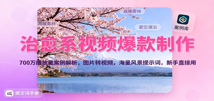 治愈系视频爆款制作,700万播放量案例解析,图片转视频,海量风景提示词,新手直接用-研习库