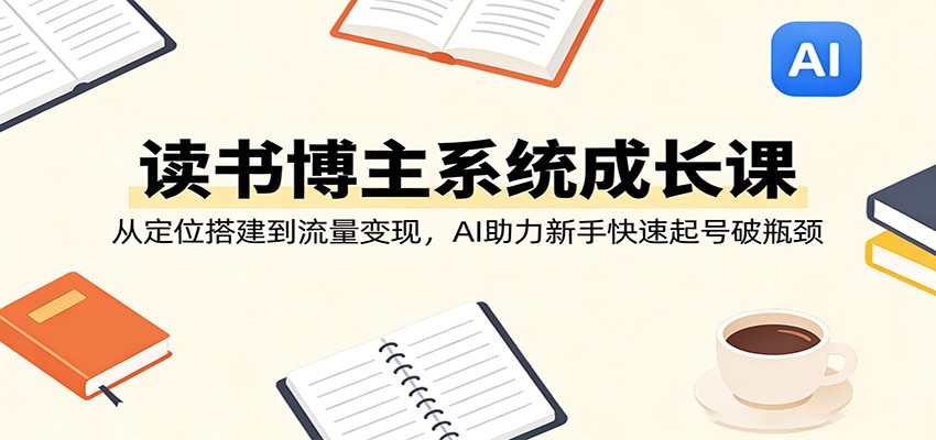 读书博主系统成长课:从定位搭建到流量变现,AI助力新手快速起号破瓶颈-研习库